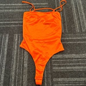 Bright Orange Silky Bodysuit